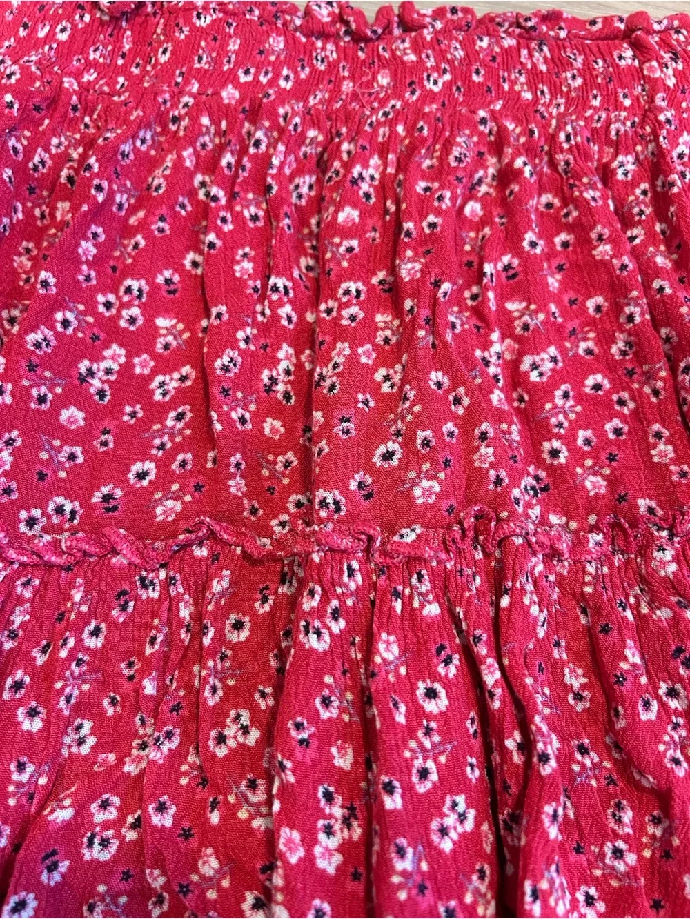 Princess Polly Shah red floral tiered flowy mini skirt size 6 - Picture 8 of 8